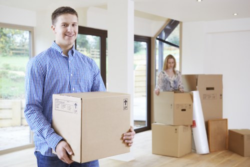 Packed boxes and furniture prepared for a Haringey home move