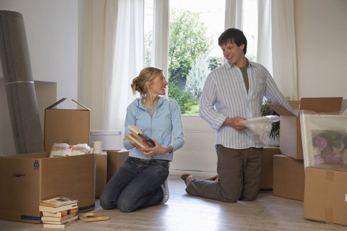 Unpacking service helping a family settle into their new home