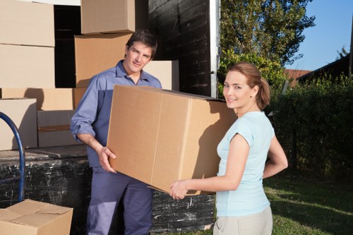Sorted cardboard and recyclable materials prepared for borough waste separation